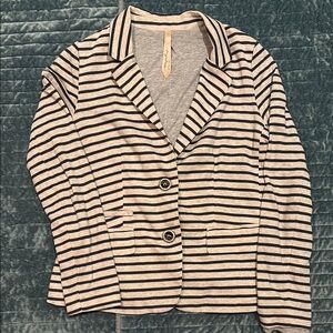 Navy and Cream Striped Sweatshirt Blazer , Size Medium